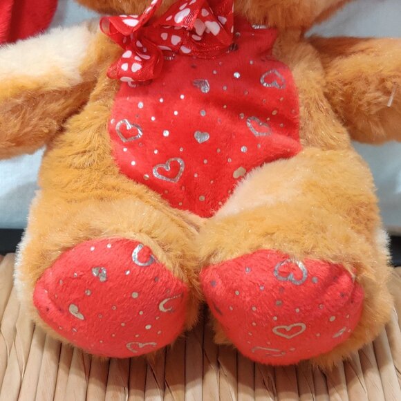 Midwood Brands Plush Puppy Dog 7" Stuffed Animal Red Heart Bow Valentine Gift - Picture 5 of 7